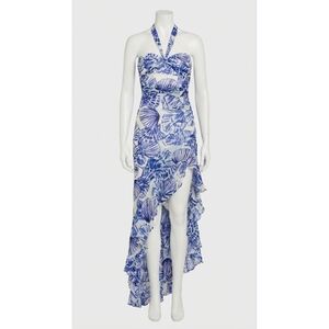 NEW AMANDA UPRICHARD marabou chiffon dress in shell print